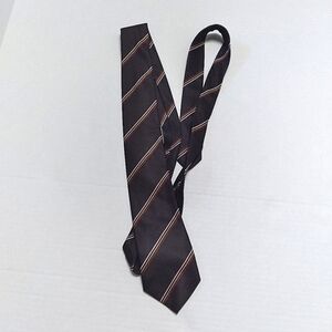 Morocco Brown,Tan and White Striped Silk Blend Tie